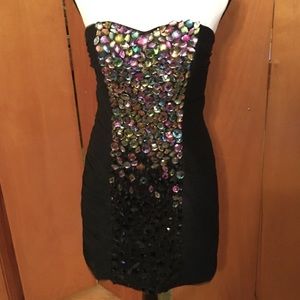 Alyce sz2 Cocktail Dress Black with Colored  Stone